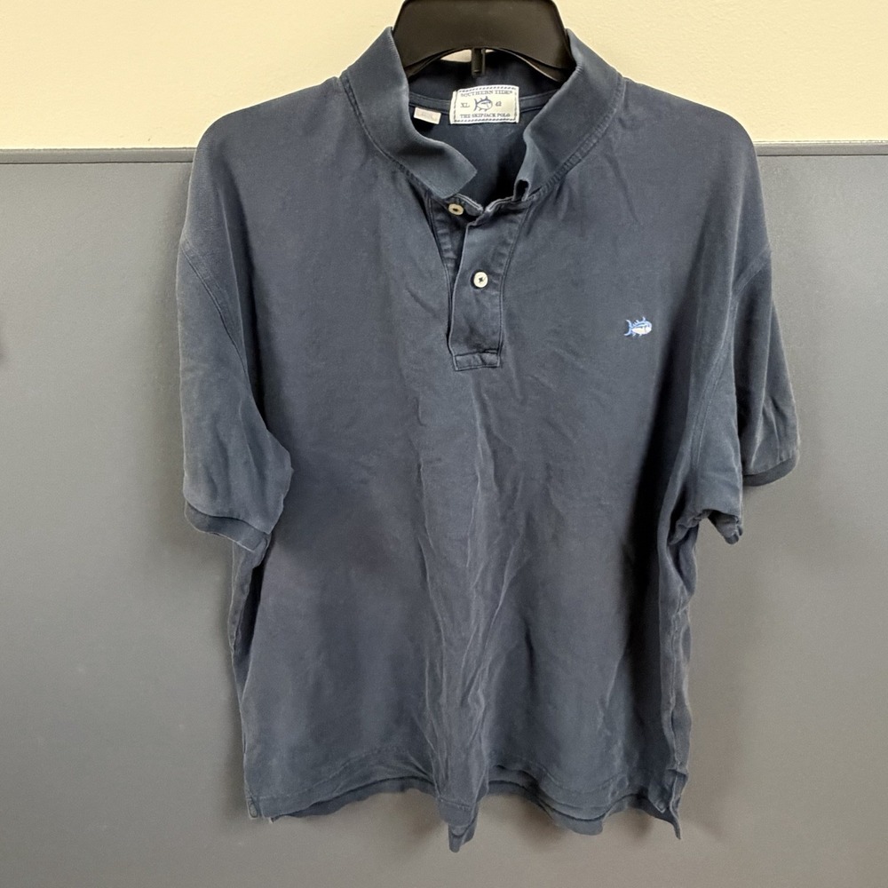 Southern Tide The Skipjack Mens True Navy Drop Tail Polo Shirt Size XL Preppy